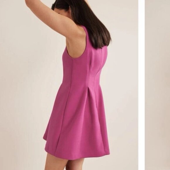 BODEN Pink V-neck Wool Blend Skater Peplum Mini Dress Sz 10 NWT - Picture 3 of 8